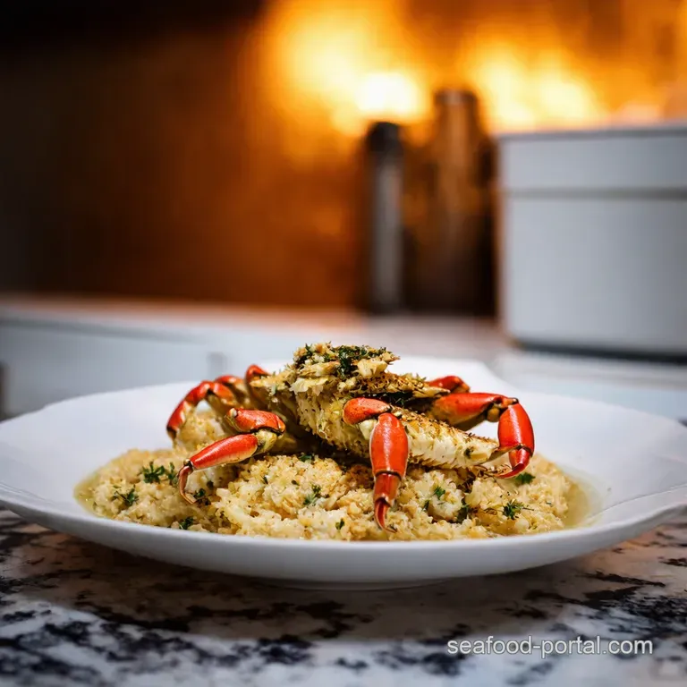 Ovenroasted Dungeness Crab with Garlic Herb Butter presentation