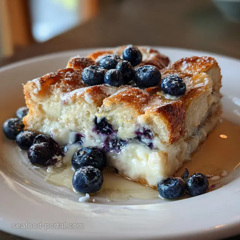 Overnight Blueberry Cream Cheese French Toast Bake presentation