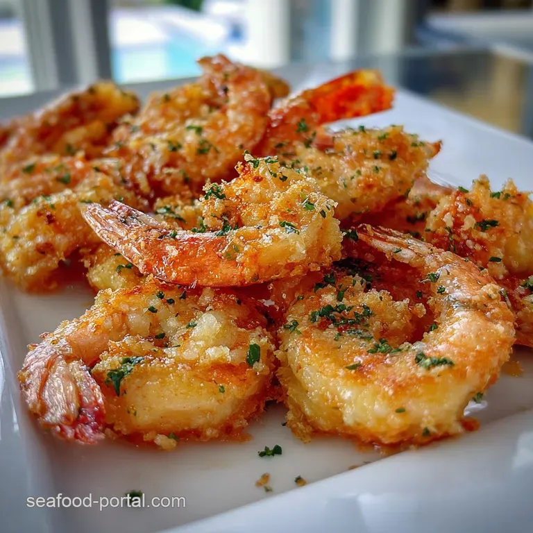 Plump, pan-fried shrimp artfully arranged on a white plate, accented by vibrant green herbs. Simple, elegant, and delicious.