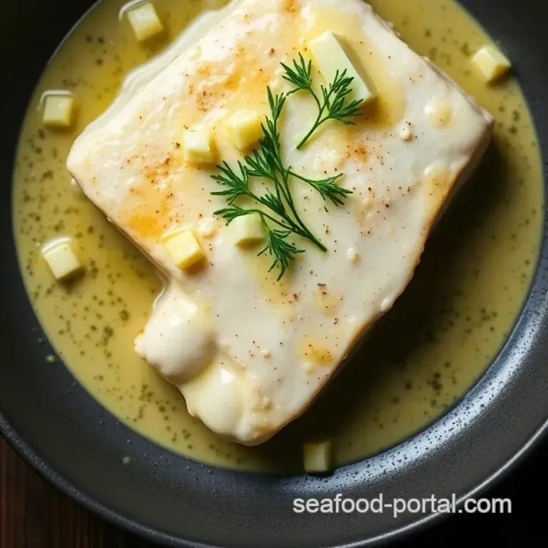 Pan-Seared Alaskan Cod with Lemon-Dill Butter Sauce presentation