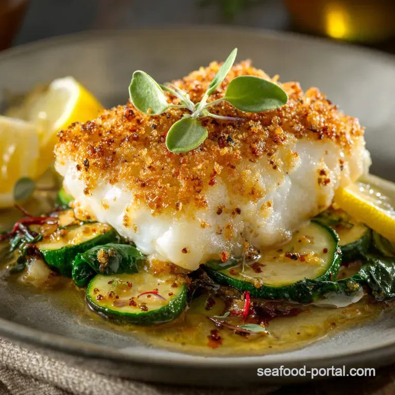 Fish Recipes: Our Crispy Cod with Brown Butter Capers and Lemon Sauce presentation