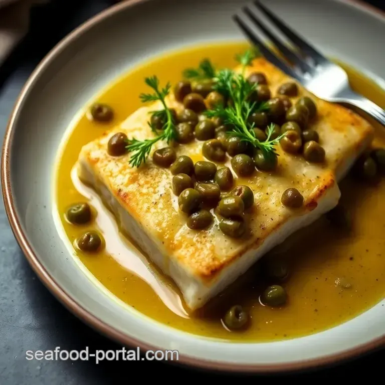 Pan-Seared Halibut Cheeks with Lemon-Caper Sauce presentation
