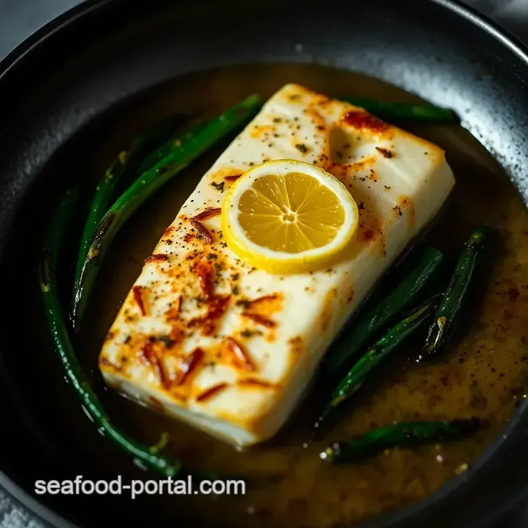 Pan-Seared Ling Cod with Lemon Herb Butter Sauce presentation