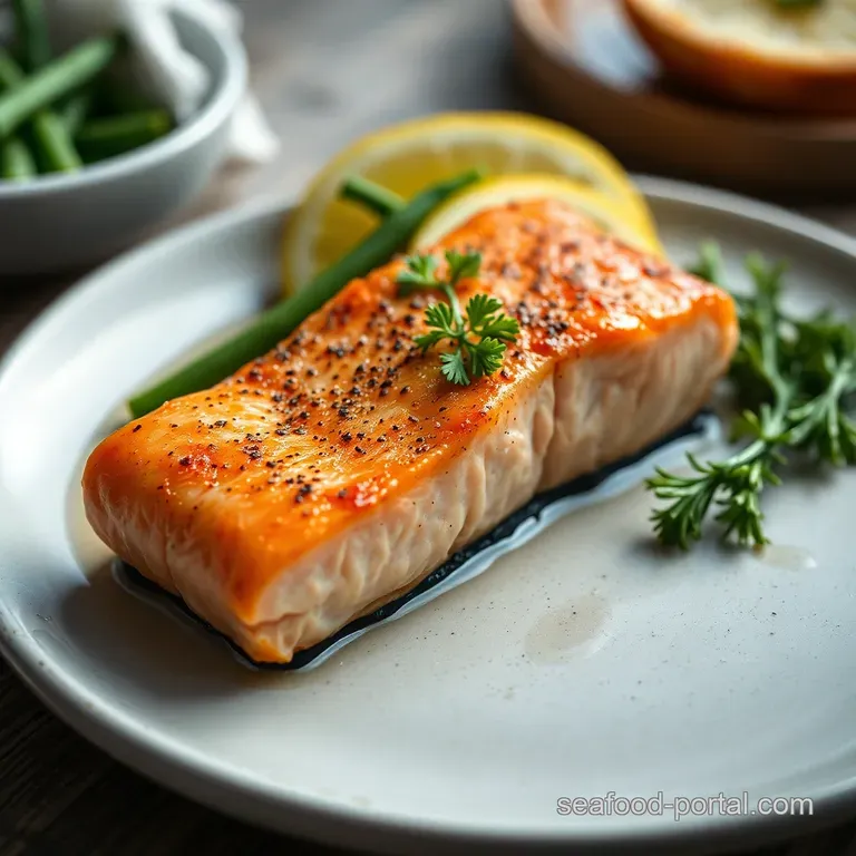 Pan-Seared Salmon with Crispy Skin & Lemon-Dill Butter Sauce presentation