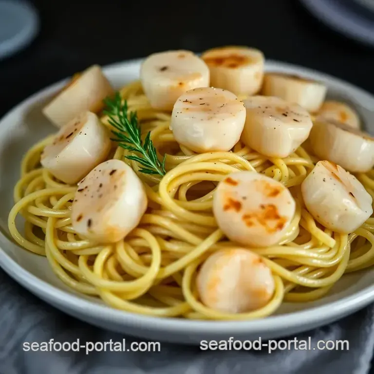 Pan-Seared Scallops with Lemon-Garlic Angel Hair Pasta presentation