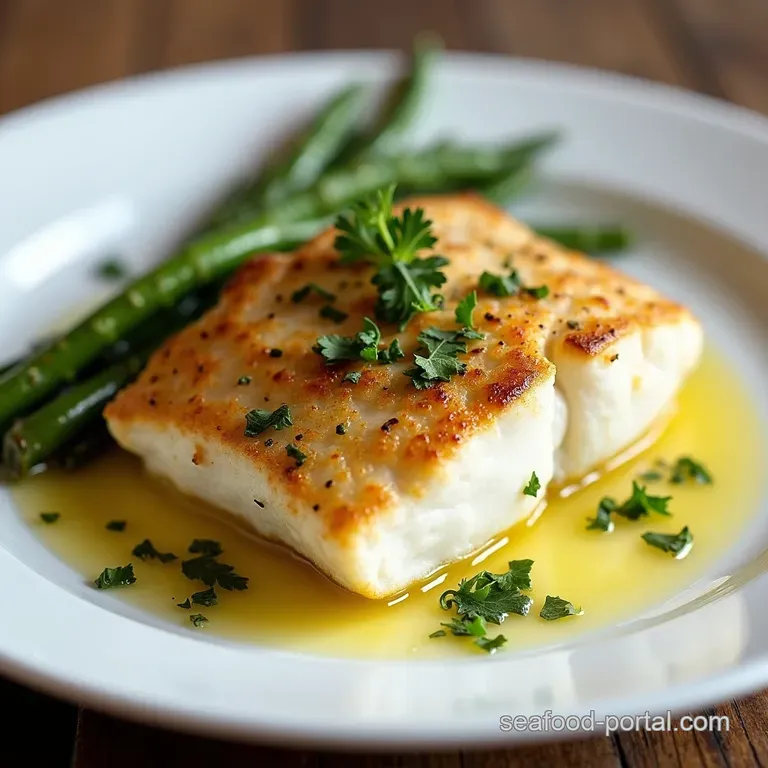 PanSeared Cod with Garlic Herb Butter Sautéed Asparagus