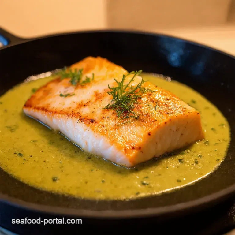 Panseared Halibut with Lemonherb Butter Sauce presentation
