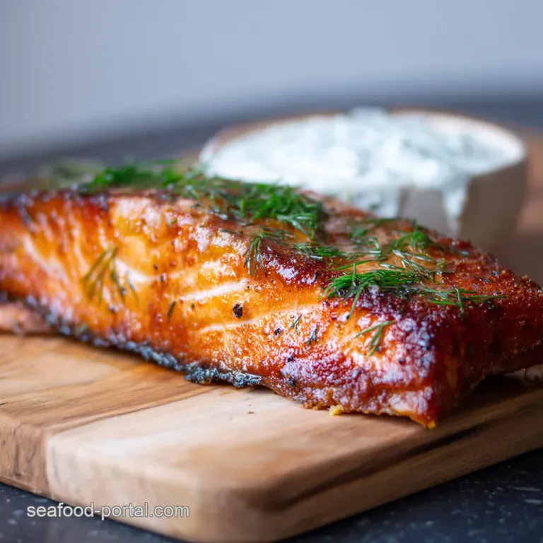 Panseared Salmon with Lemondill Sauce presentation