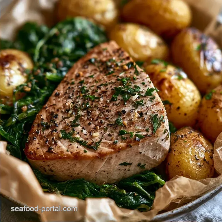 Parchment Packet Baked Tuna with Baby Potatoes