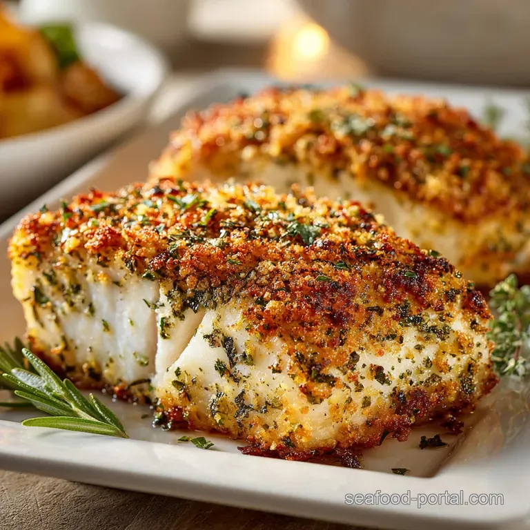 Parmesan Herb Baked Mahi Mahi with Zesty Lemon and Ultra-Crispy Panko presentation