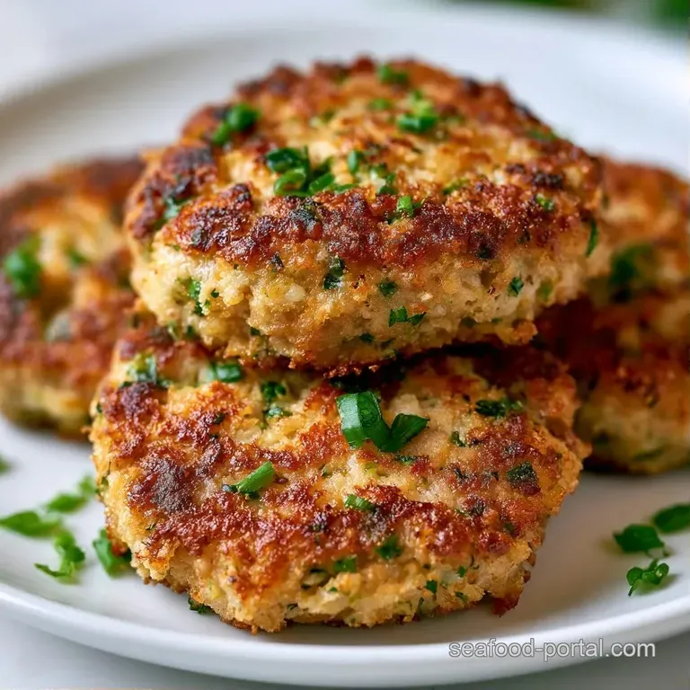 Three crispy, golden cakes on a dark slate board with a creamy sauce swirl and delicate microgreen garnish.