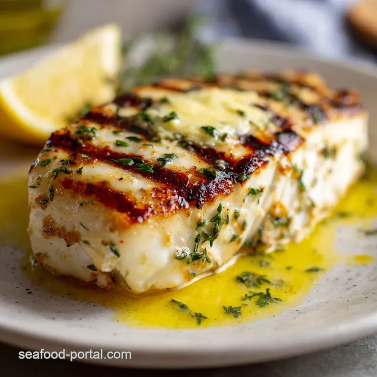 Grilled Halibut with Lemon-Thyme Finishing Butter