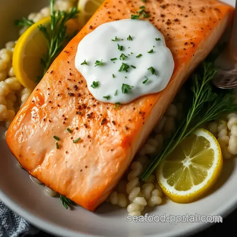 Perfectly Pan-Seared Coho Salmon with Lemon Dill Sauce presentation