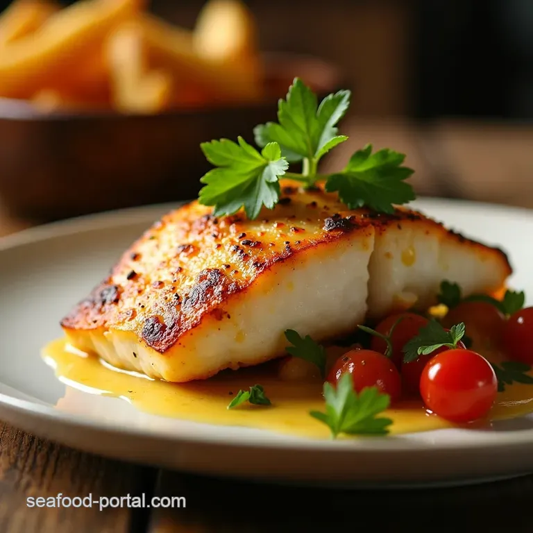 Perfectly Seared Cod with Lemonthyme Butter presentation