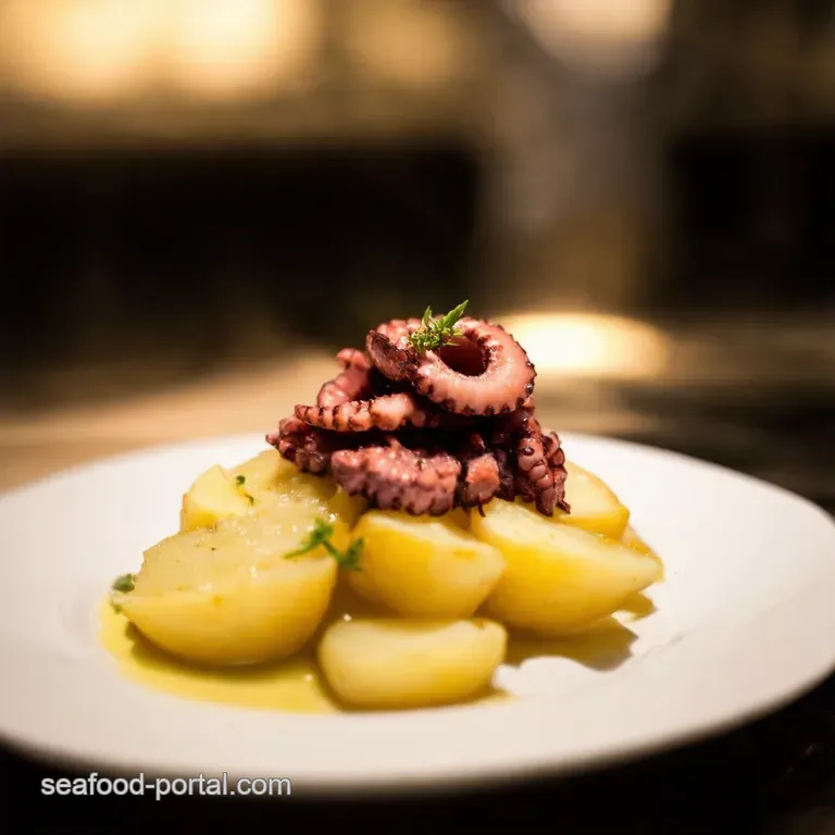 Perfectly Tender Sous Vide Octopus with Lemonherb Potatoes presentation