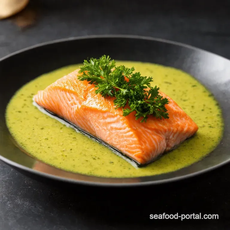Poached Salmon with Bright GarlicParsley Sauce