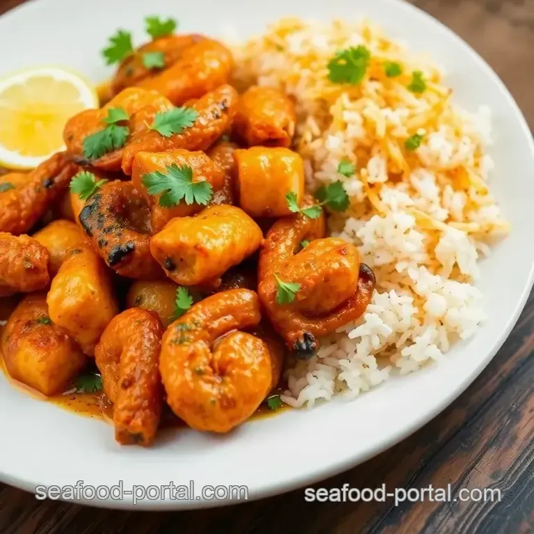Prawn Fry and Biryani: Spicy Seafood Delight presentation