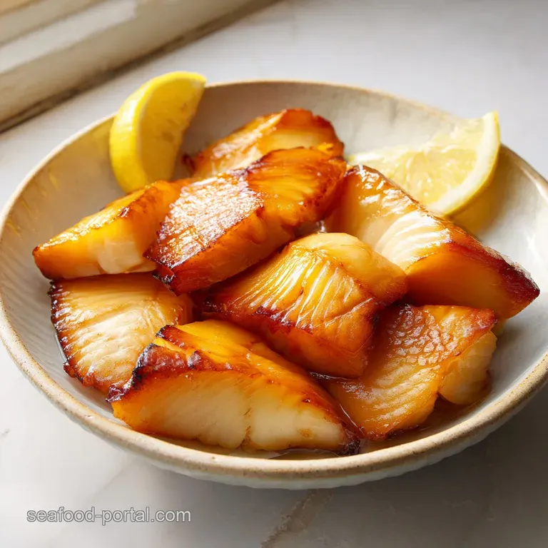 Pale pink fish fillets arranged on a slate plate, garnished with thin lemon wheels and a drizzle of olive oil.