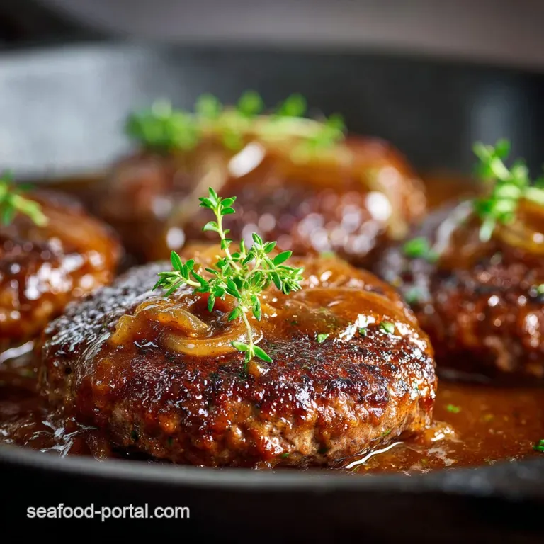 Proper Panseared Hamburger Steaks with Silky Mushroomonion Gravy presentation