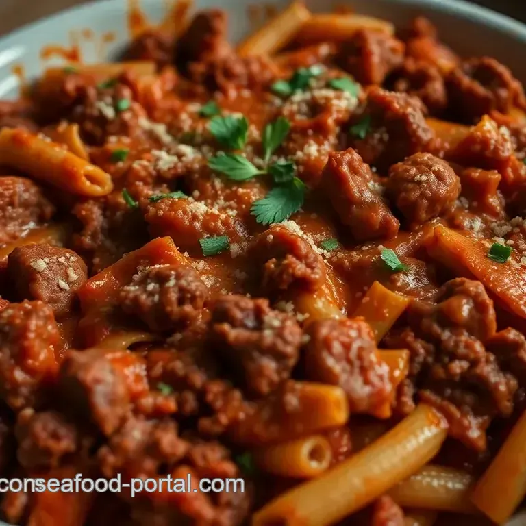 Proper Lush Baked Ziti with a Meaty Kick