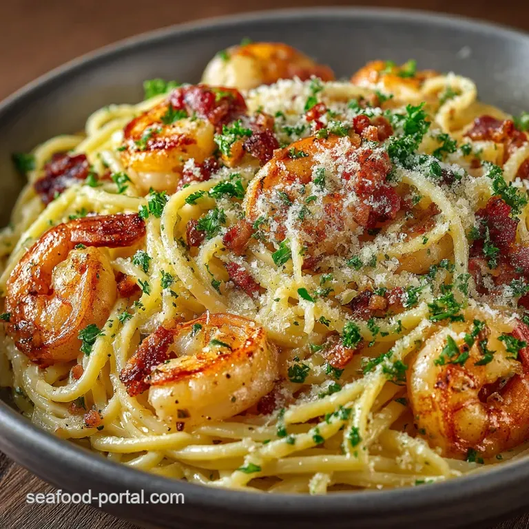 The Coastal Classic Proper Shrimp Carbonara presentation