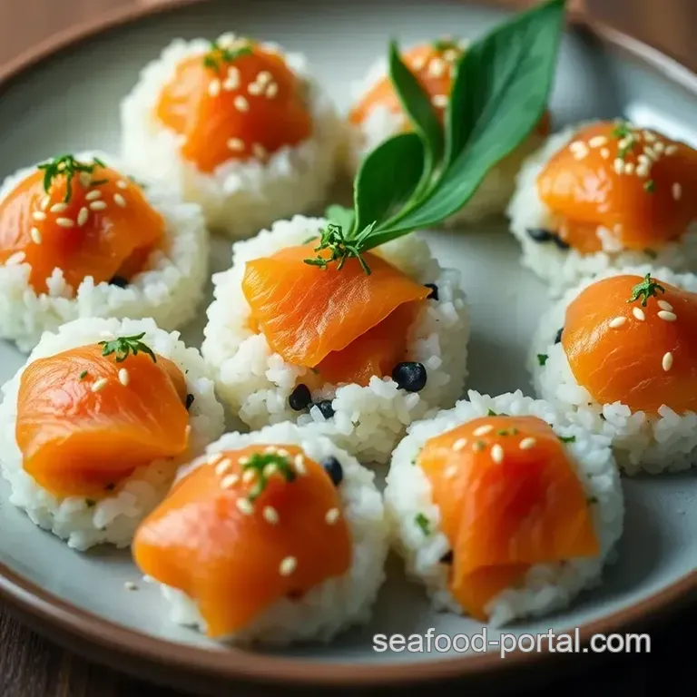 Pumpkin Delight Sushi Balls with Smoked Salmon presentation