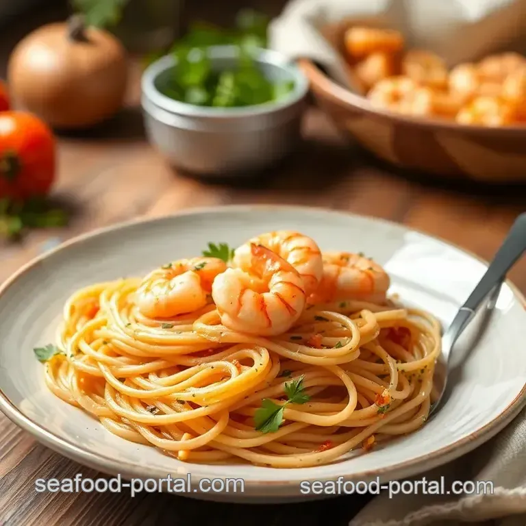 Quick Shrimp Linguine with Garlic and Herbs presentation