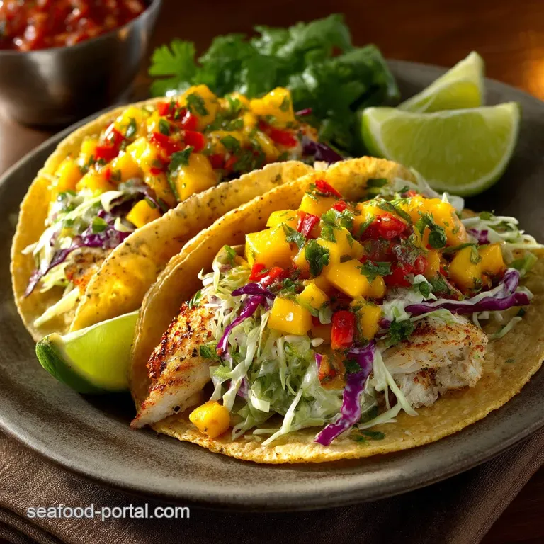 Easy Baked Fish Tacos with Mango Salsa Creamy Lime Slaw