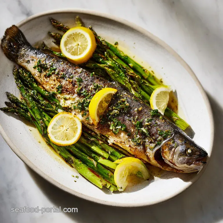 Flaky, light trout fillet served with charred lemon and sprigs of fresh dill on a clean white plate.