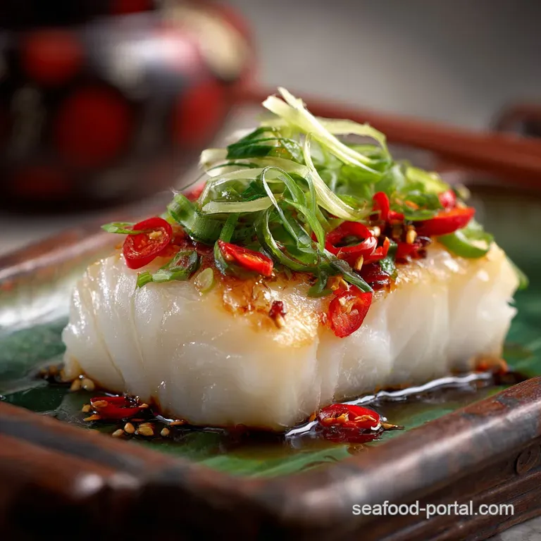 Chinese Steamed Cod Fish: the Quick Feast presentation