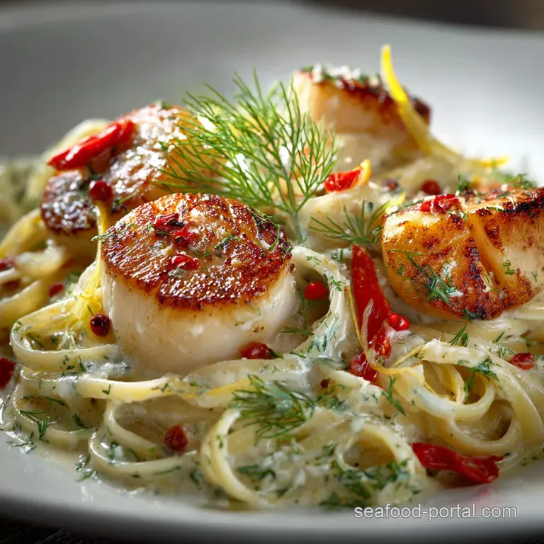 The Ultimate Creamy Lemon Dill Bay Scallop Tagliatelle presentation