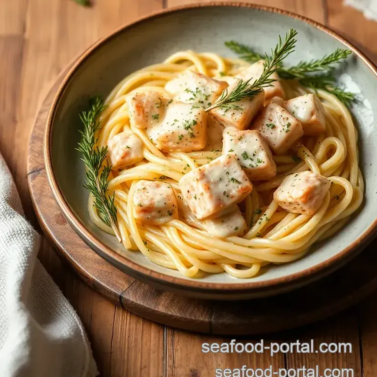 Quick Creamy Salmon Pasta presentation