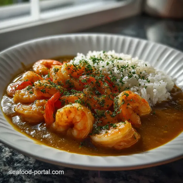 Creamy Japanese curry elegantly swirled on a white plate with fluffy rice, sprinkled with fresh green herbs, and a side of...