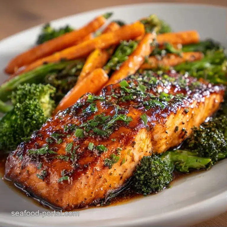 Flaky pink salmon fillet on a white ceramic plate, garnished with fresh green parsley and a bright lemon wedge.