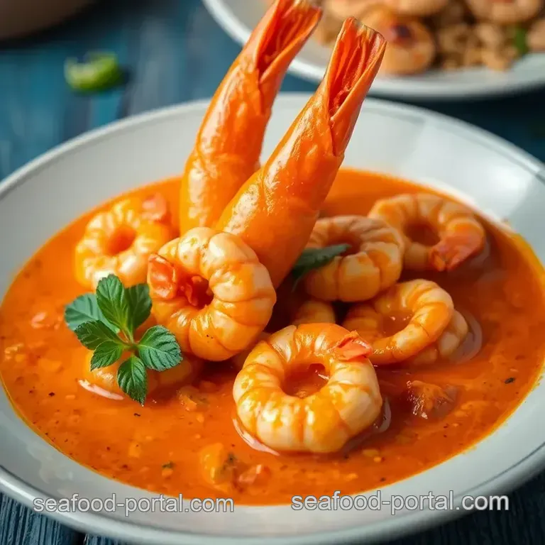 Quick Prawns in Creamy Red Thai Curry: A Flavorful Seafood Delight presentation
