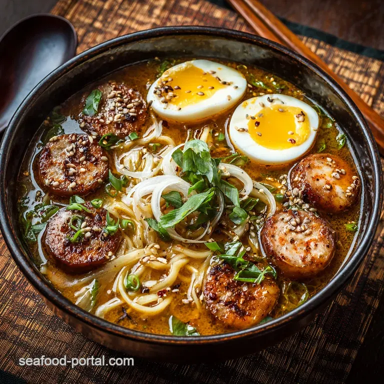 Quick Homemade Ramen with Spicy Sausage Speedy Supper Umami Broth presentation