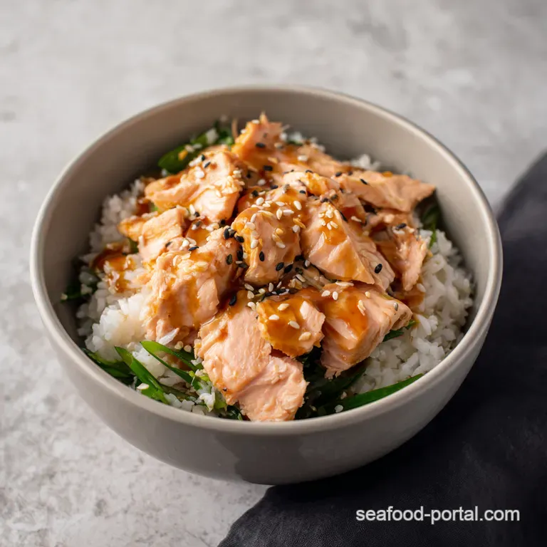 Quick Salmon Greens Rice Bowl