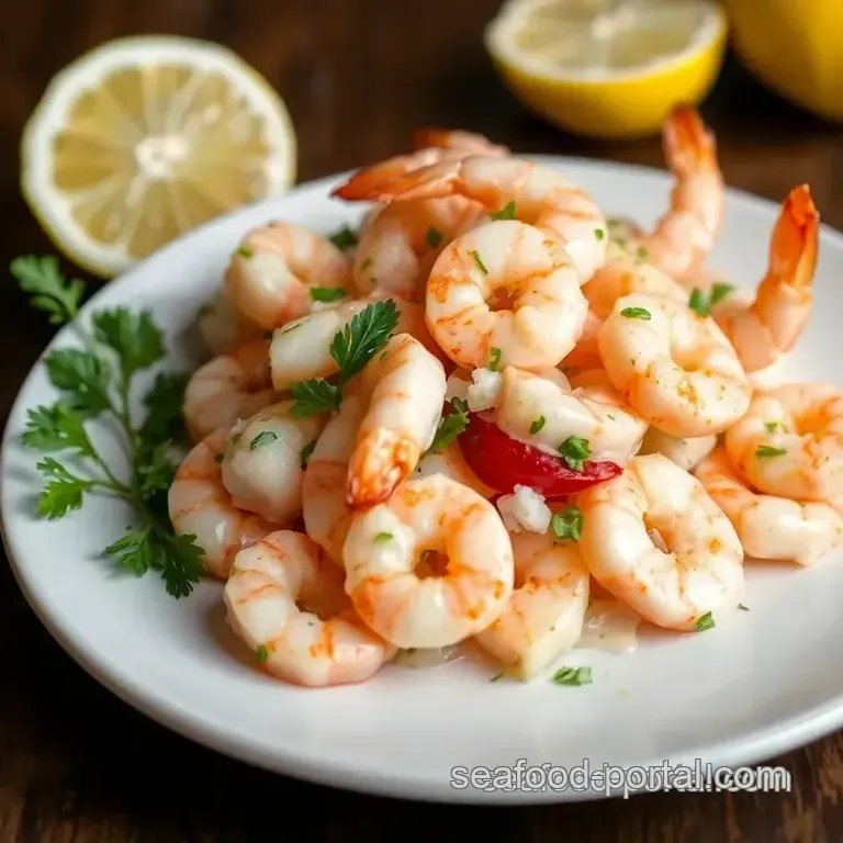 Quick Shrimp Salad with Lemon Garlic Flavor presentation