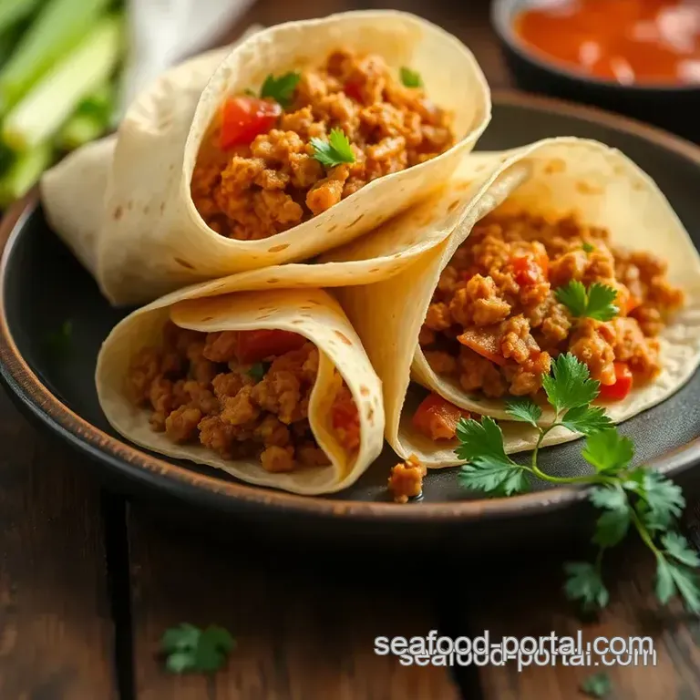 Quick Spicy Ground Pork Flavorful Wraps presentation