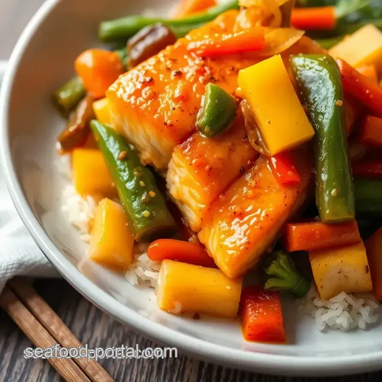 Stir-Fry Salmon with Colorful Veggies presentation