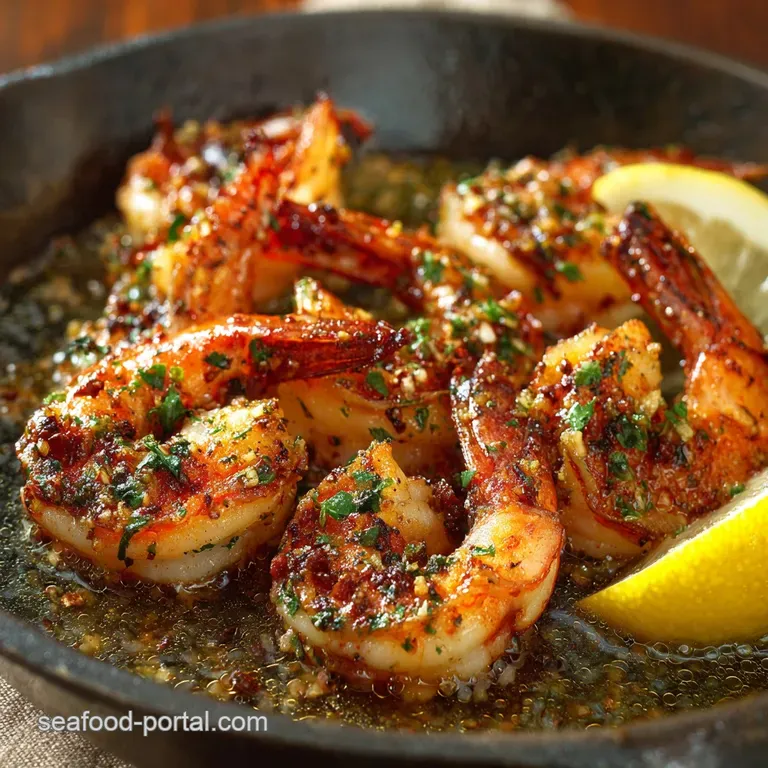 Crimson Jewels Seared Argentinian Red Shrimp with Lemony Garlic Butter presentation
