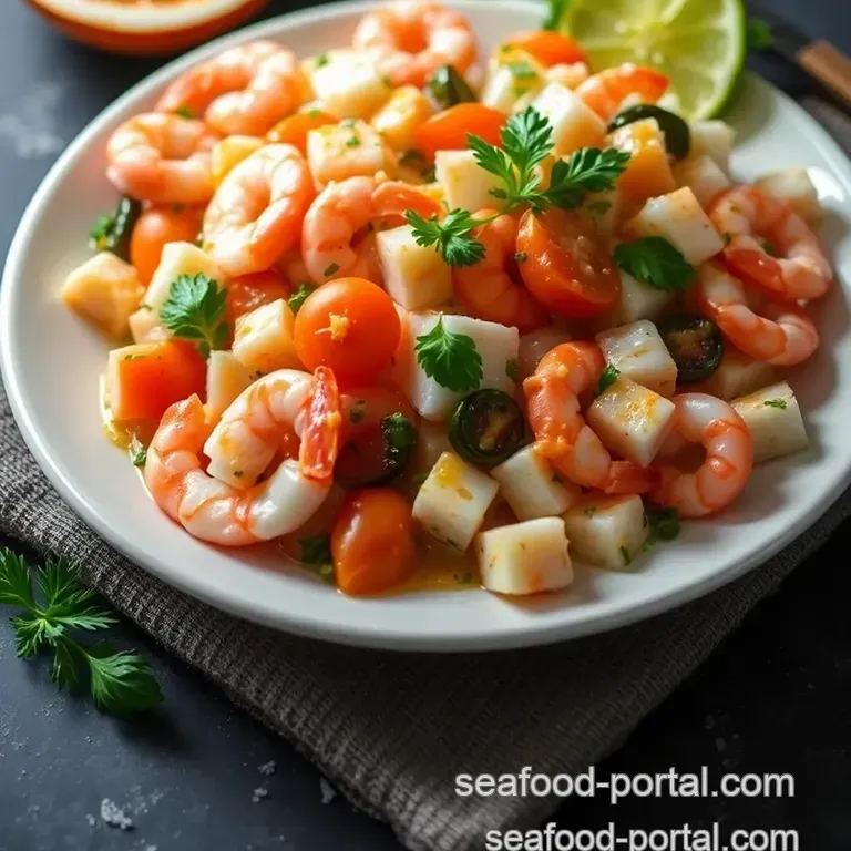 Refreshing Mixed Seafood Salad presentation