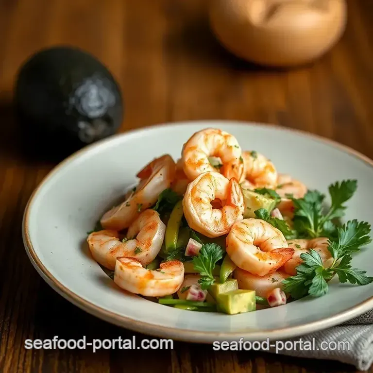 Sautéed Shrimp Avocado Salad presentation