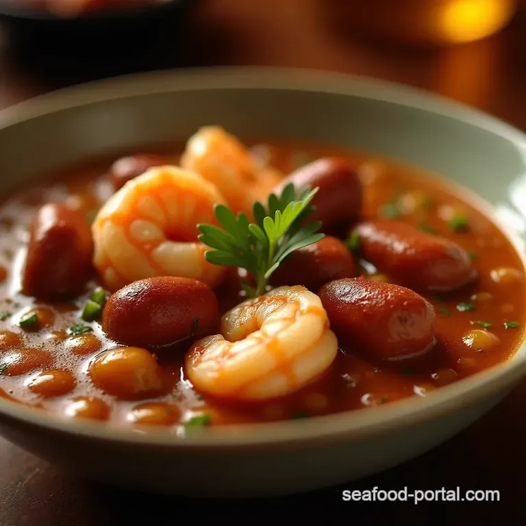 The Deep South Delight Authentic Rich Shrimp and Smoked Sausage Gumbo presentation