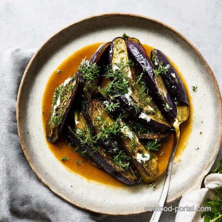 Roasted Aubergine with Herby Yogurt and Pomegranate Jewels