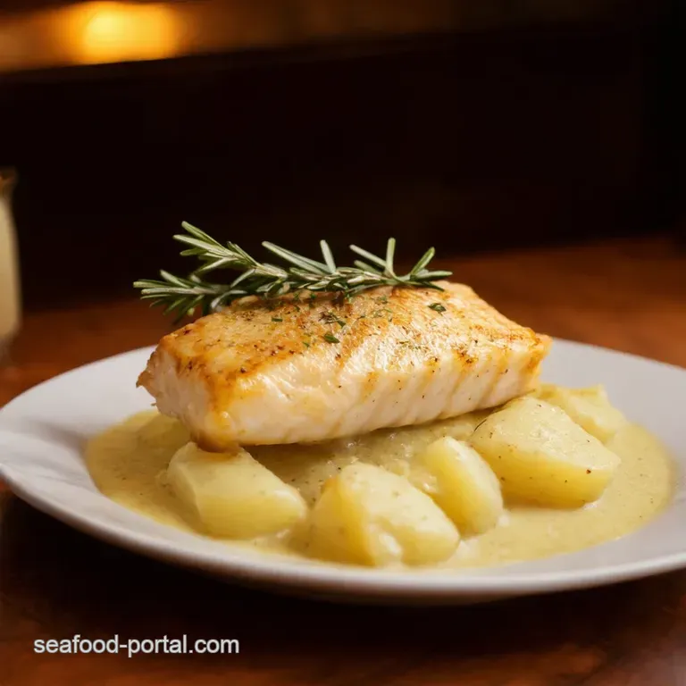 Rosemary Cream Cod with Garlicherb Roasted Potatoes presentation