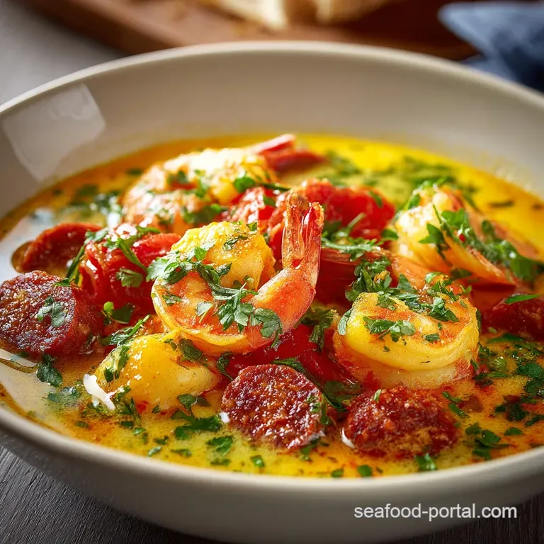 Shrimp Stew with Chorizo: Our Famous Saffron-Kissed Spanish Recipe presentation