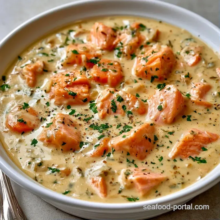 A white ceramic bowl of creamy soup garnished with a swirl of coconut milk and a sprig of fresh, bright cilantro.