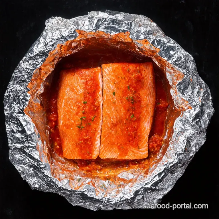 Salmon in Foil with Mediterranean Tomato Sauce