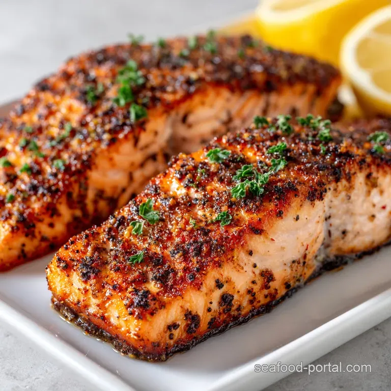 Flaky grilled salmon served atop creamy polenta, garnished with fresh herbs and a drizzle of olive oil in a bright white b...